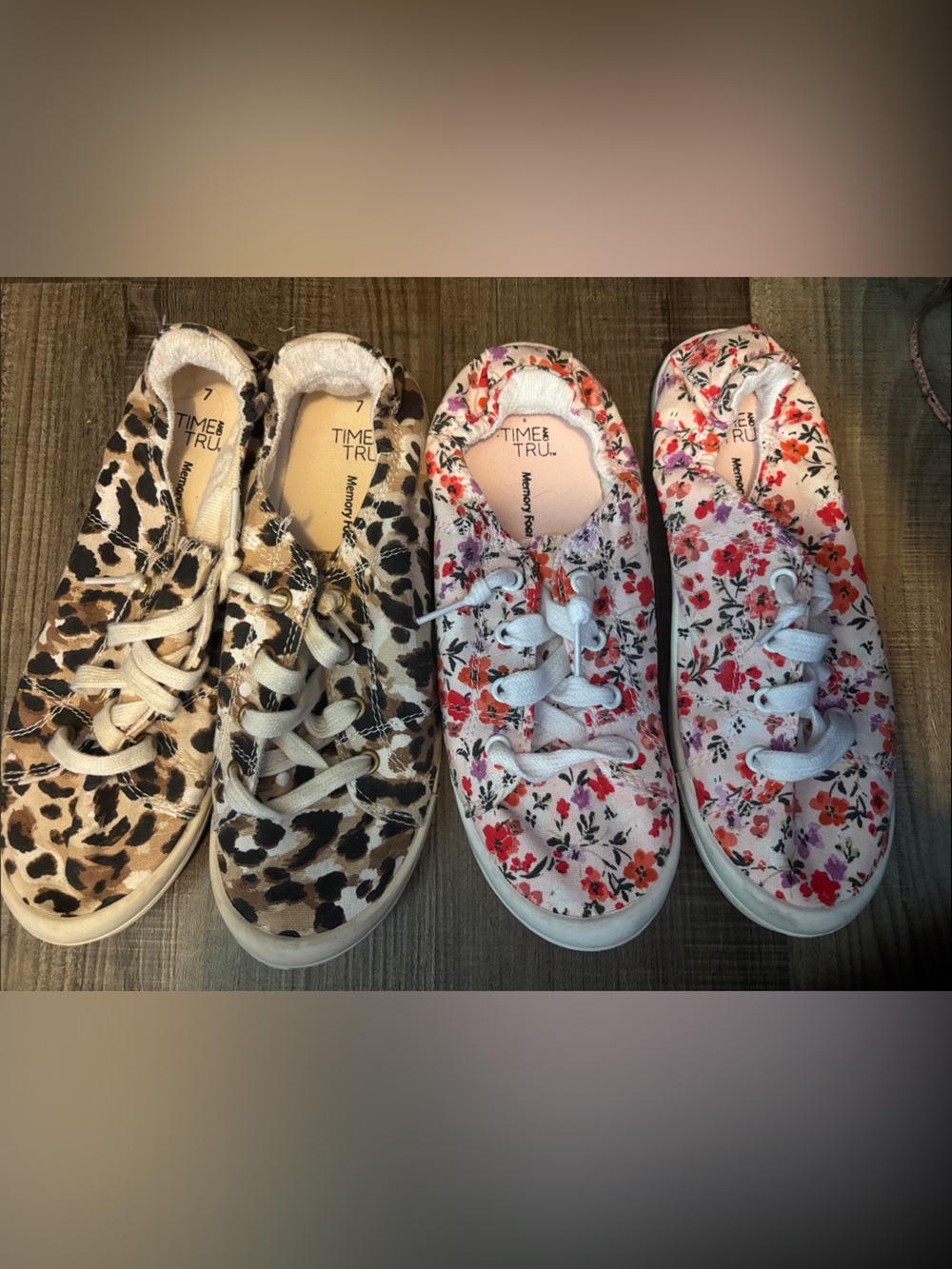 Time and Tru Floral Canvas Sneakers